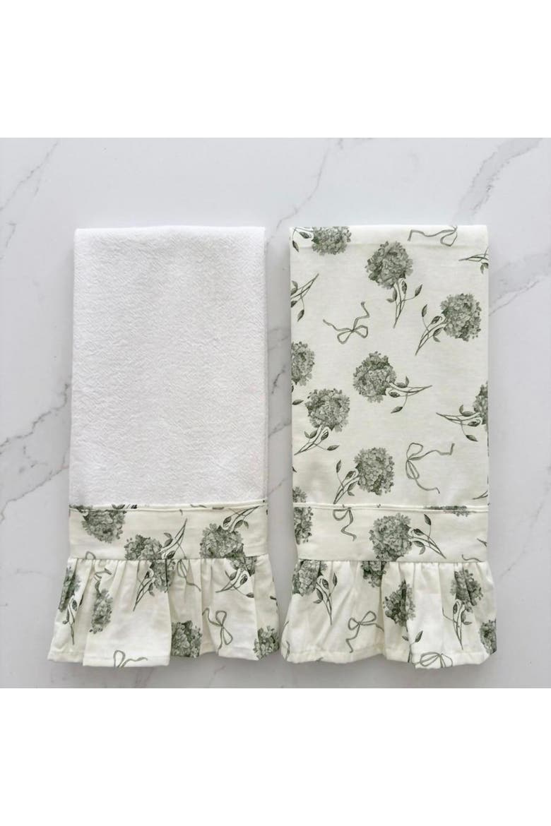 Tuileries Garden Ruffled Kitchen Towels - Set of 2, Alternate, color, White