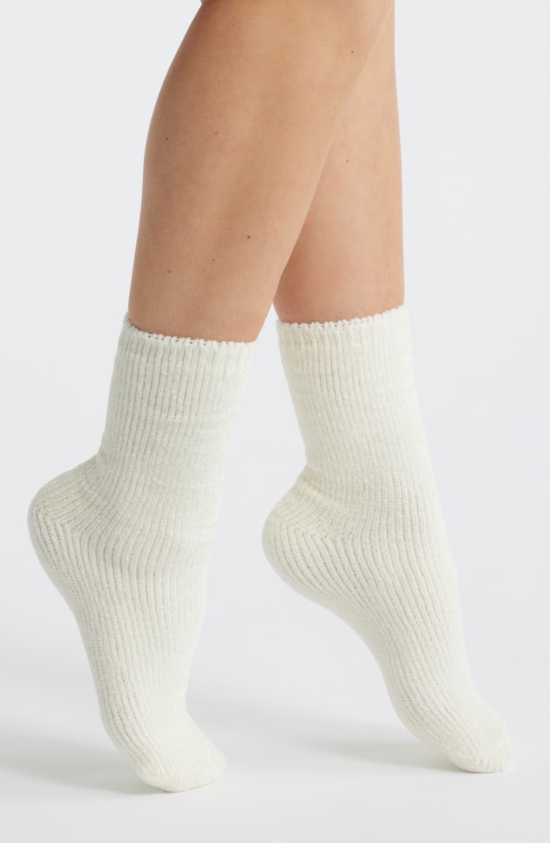 Stems Fuzzy Chenille Crew Socks, Main, color, Cream