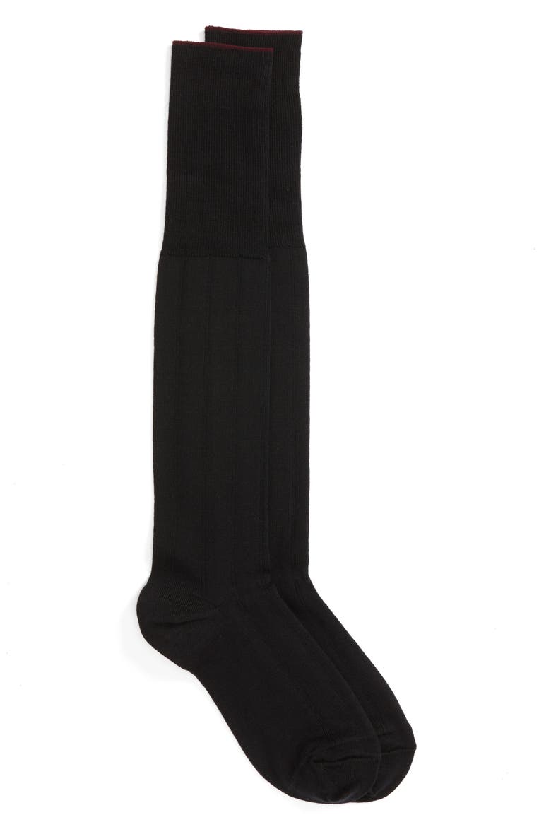 Over the Calf Wool Socks, Main, color, BLACK
