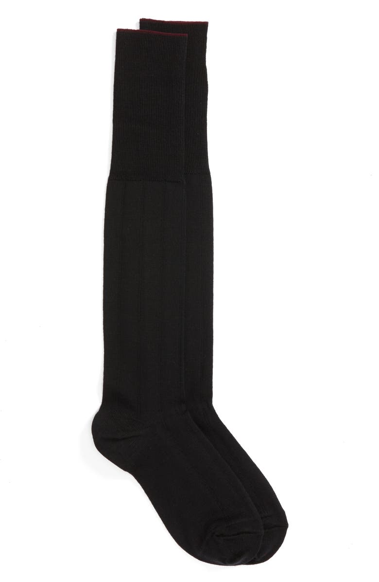Nordstrom Over the Calf Wool Socks, Main, color, Black