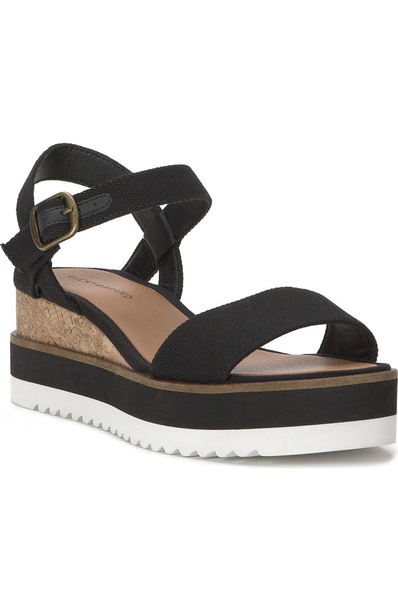 Lucky Brand Tema Platform Wedge Sandal, Main, color, Black