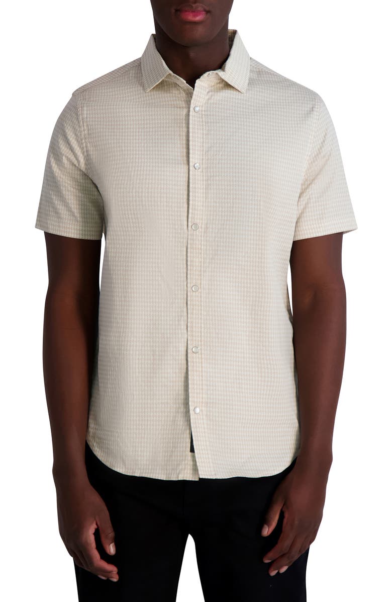 KARL LAGERFELD PARIS Karltooth Short Sleeve Shirt, Main, color, Natural/ White