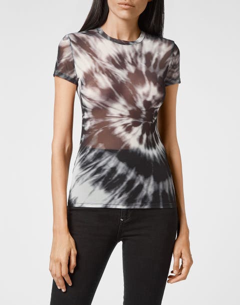 T-shirt Round Neck Ss Stretch Tulle Tie Dye Women