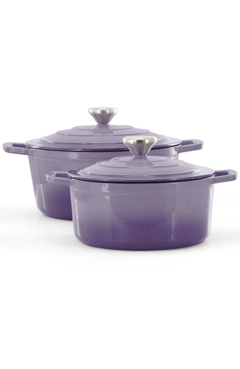 Megachef 7 Piece Enameled Cast Iron Cookware Set, Alternate, color, Purple