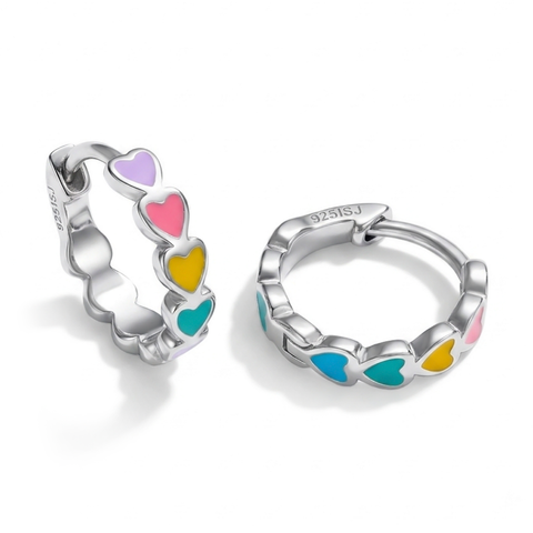 Heart Cascade Huggie Hoops