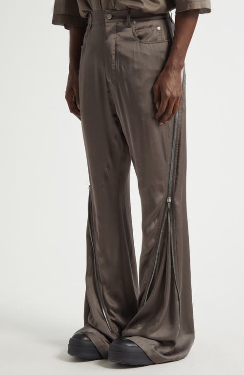 Rick Owens Bolan Banana Zip Satin Pants In Dust