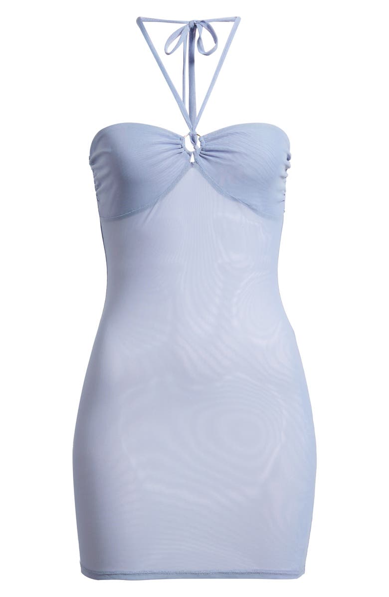 Bella Venice Luz Halter Neck Mesh Dress, Alternate, color, Baby Blue