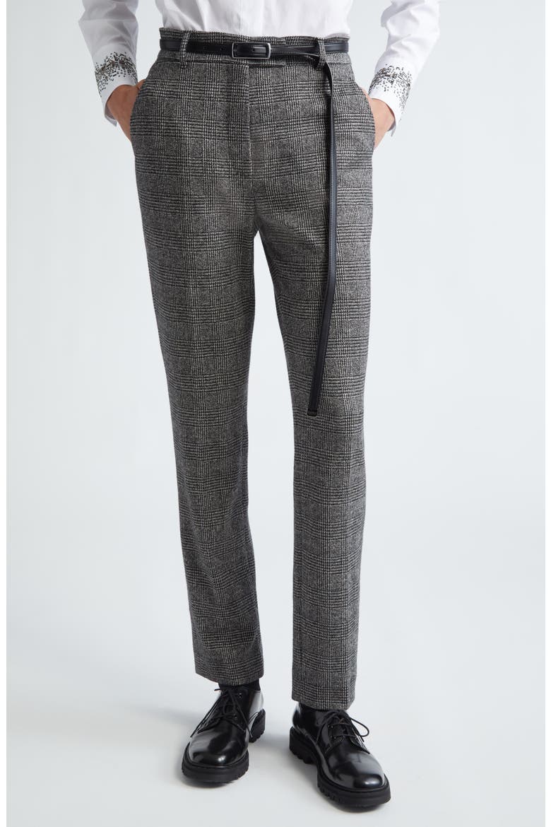 Gerico Slim Fit Belted Check Trousers, Main, color, MEDIUM GREY