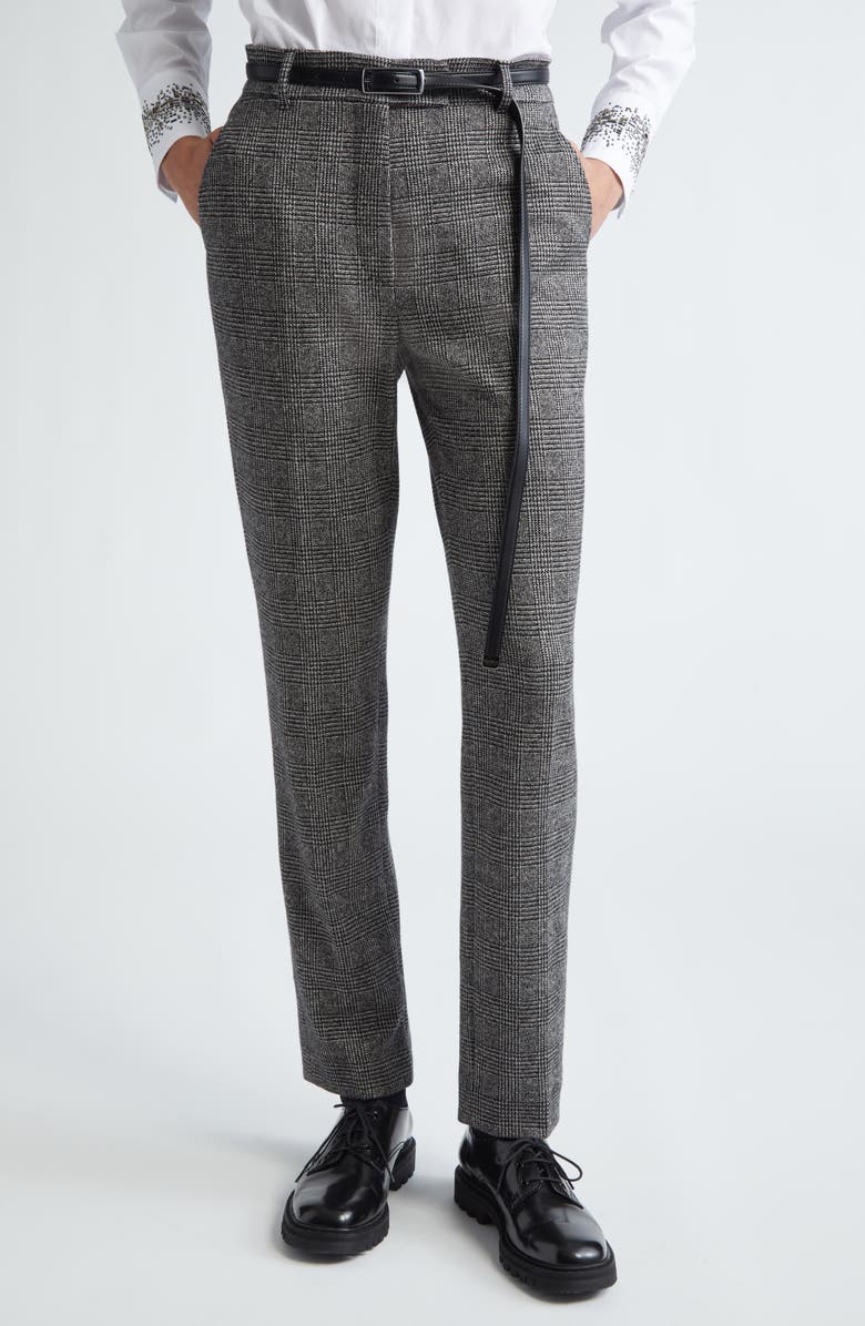Max Mara Studio Gerico Slim Fit Belted Check Trousers, Main, color,