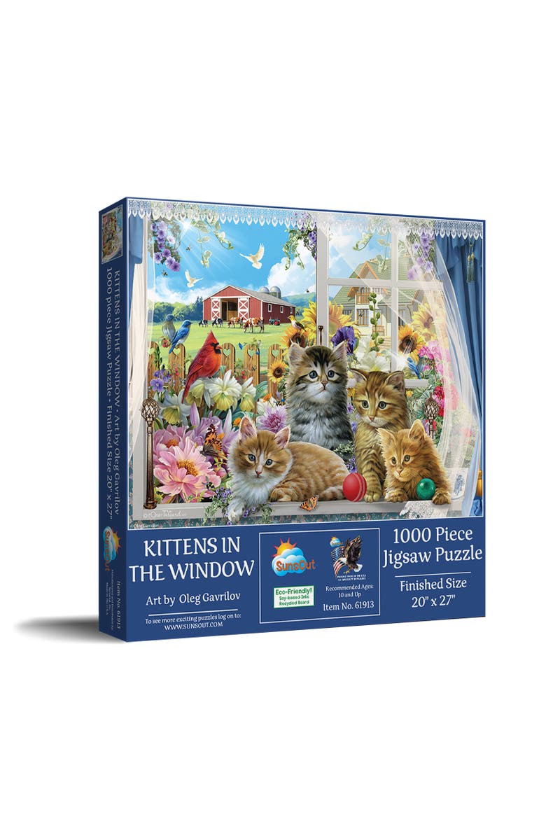 Kittens in the Window 1000 piece Jigsaw Puzzle for Adults, Main, color, Multicolor