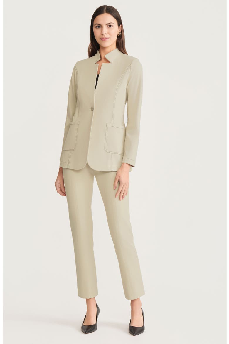 Tailored LuxeStretch Ponte Single Button Blazer, Alternate, color, Black/White