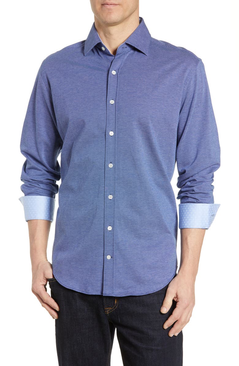 Robert Graham Lyells Tailored Fit Piqué Shirt, Main, color,