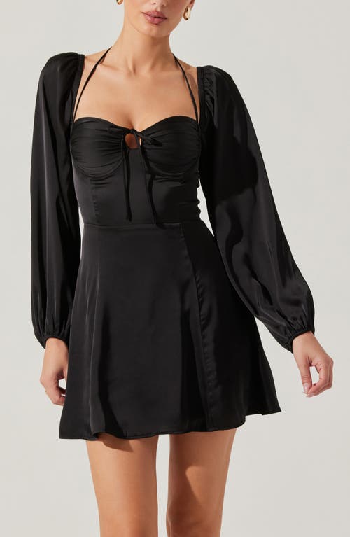 Astr The Label Vivian Long Sleeve Minidress In Black