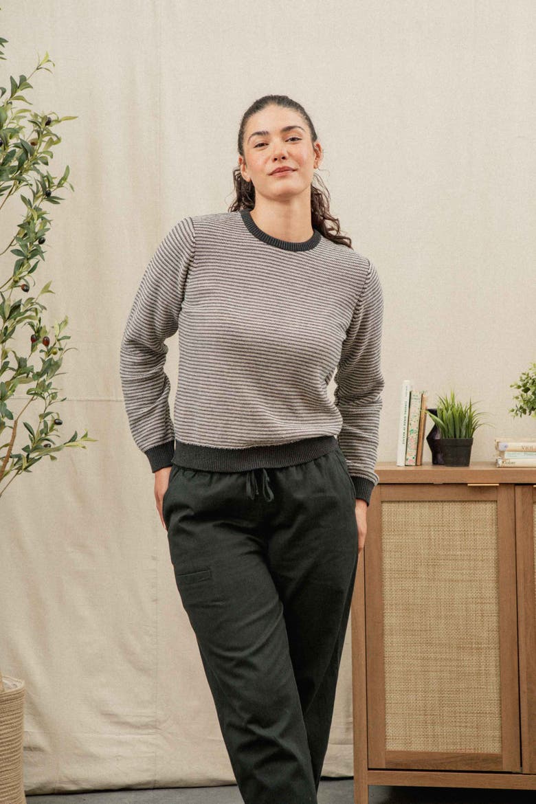 Ansel Sweater, Alternate, color, Charcoal Stripe