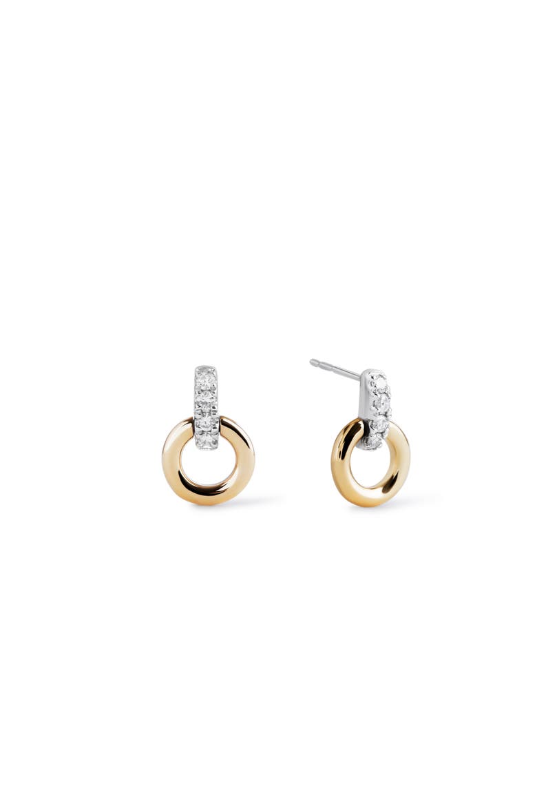 Solid Yellow Gold - Diamond Links Studs, Main, color, Two Tone