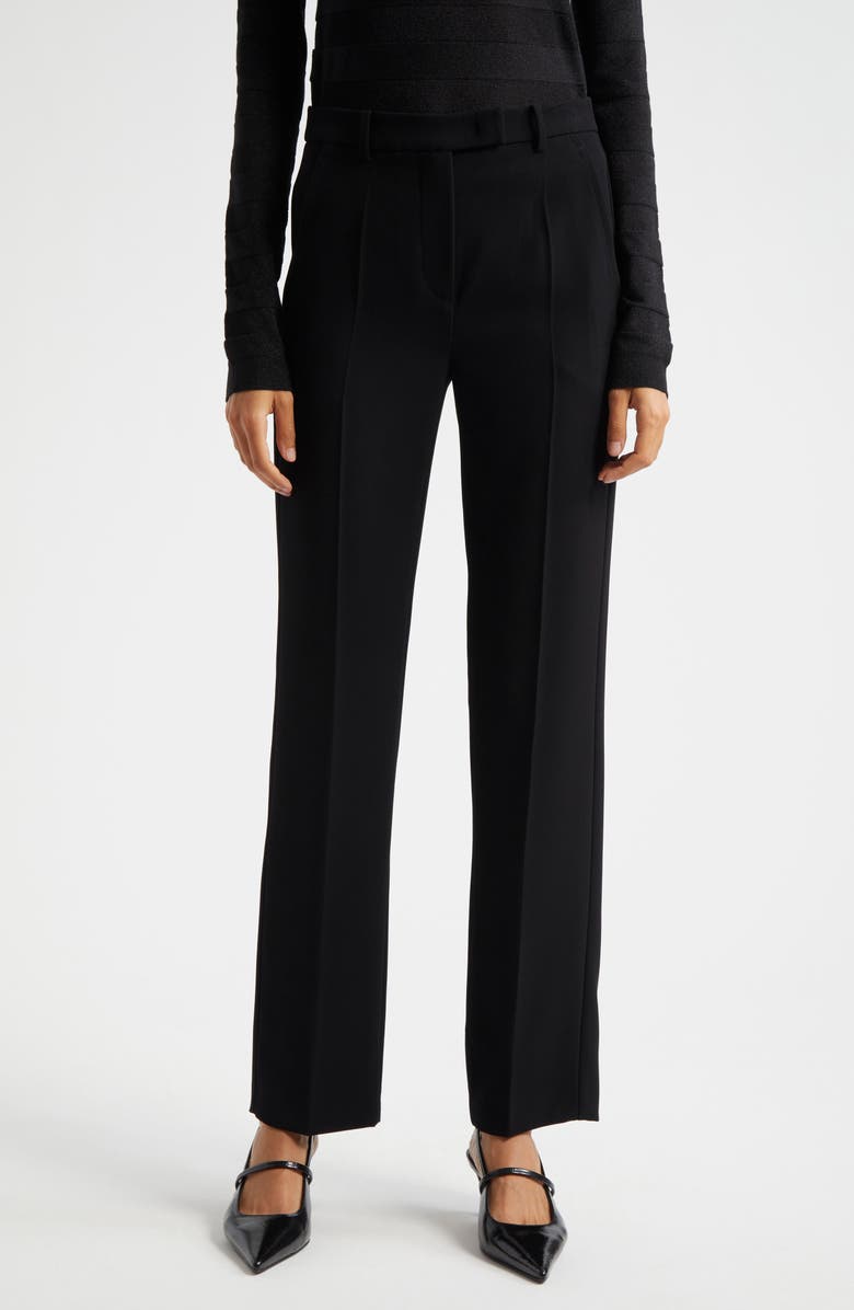 Emporio Armani Techno Gabardine Straight Leg Pants, Main, color, Solid Black