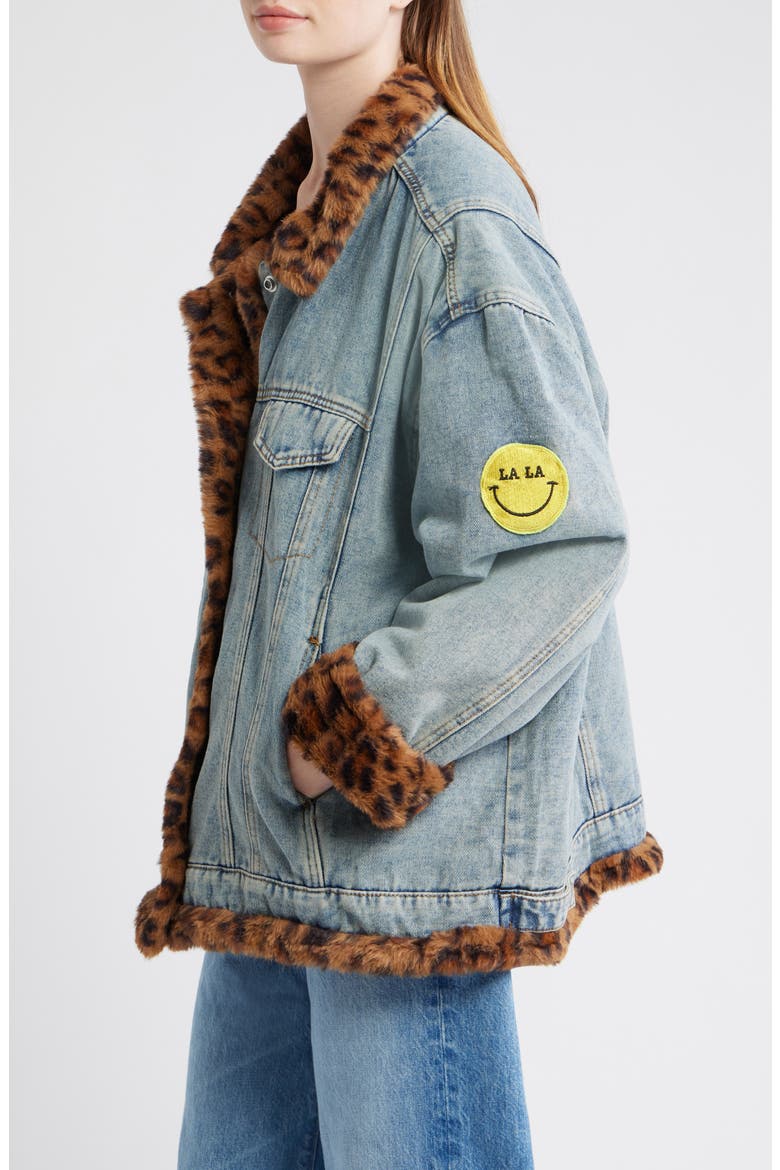 Lala Forever Denim Jacket with Faux Fur Trim (Women) | Nordstrom