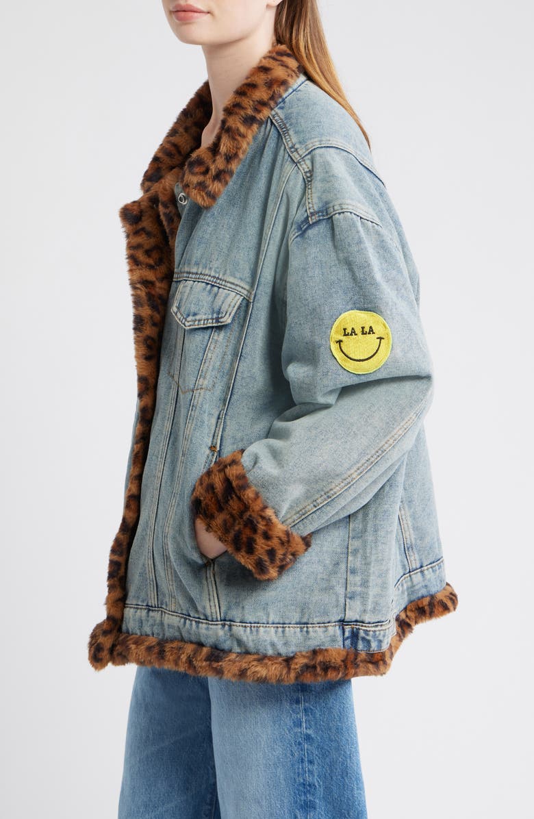 Dressed in Lala Lala Forever Denim Jacket with Faux Fur Trim, Alternate, color, Blue