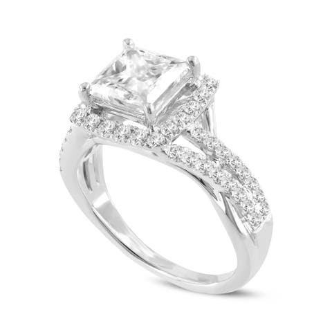 Vesela 14K White Gold Princess Cut Lab Grown Diamond Halo Engagement Ring - 2.65 Ct