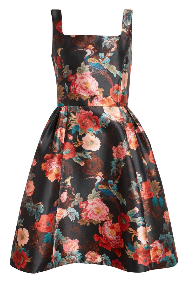 Sleeveless Fit & Flare Cocktail Dress, Alternate, color, BLACK MULTI