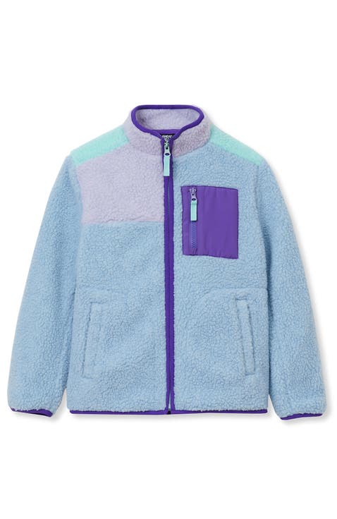 Kids High Pile Contrast Full Zip Up Jacket