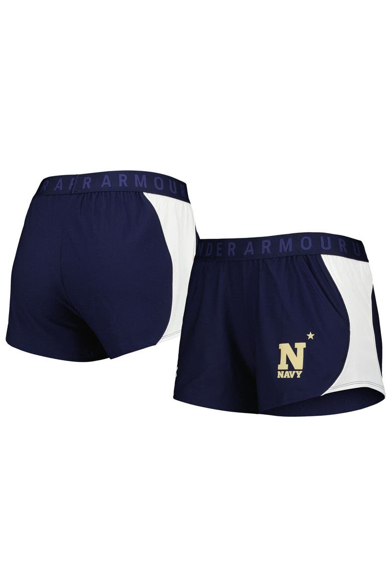 Women's Under Armour Navy/White Navy Midshipmen Game Day Tech Mesh Performance Shorts, Main, color, Navy