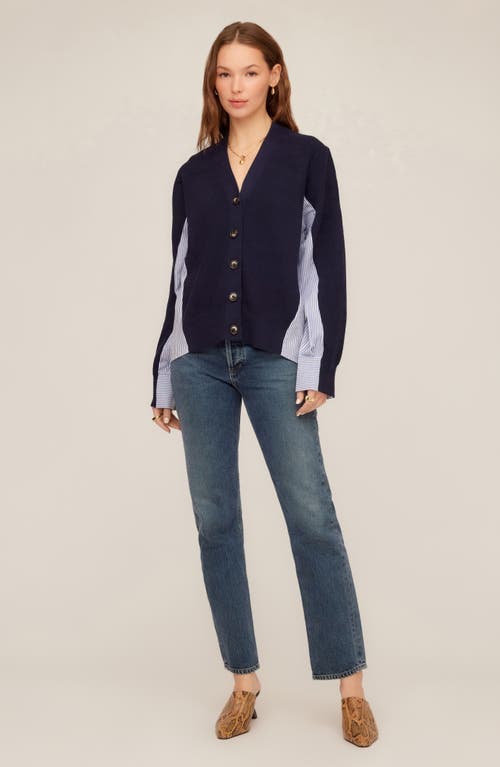 Fifteen Twenty Celine Mixed Media Cardigan In Blue