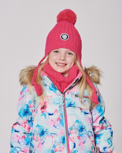 Deux Par Deux Lined Winter Hat With Pompom In Red