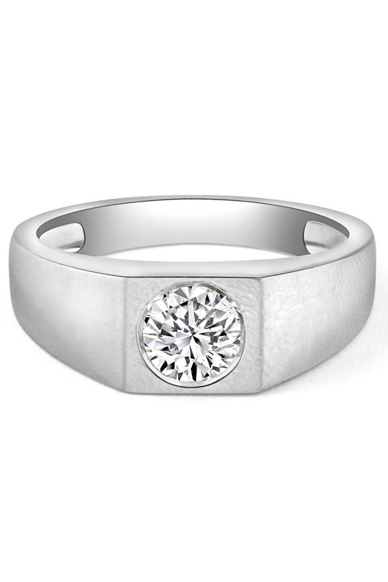1 Ct Solitaire Lab Grown Men's Diamond Wedding Ring in 10k Gold, Alternate, color, 10k White Gold