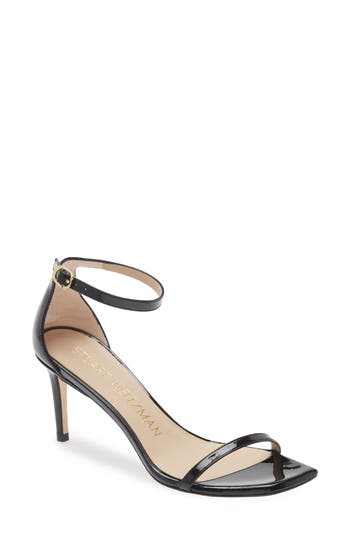 Stuart Weitzman Nudistcurve 100 Smooth Leather Sandal In Black