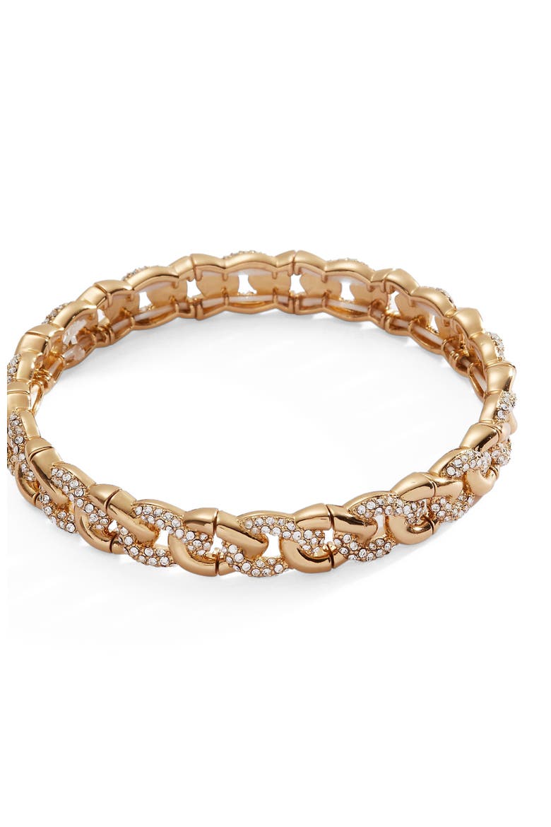 Pave Curb Chain Stretch Bracelet, Main, color, Gold