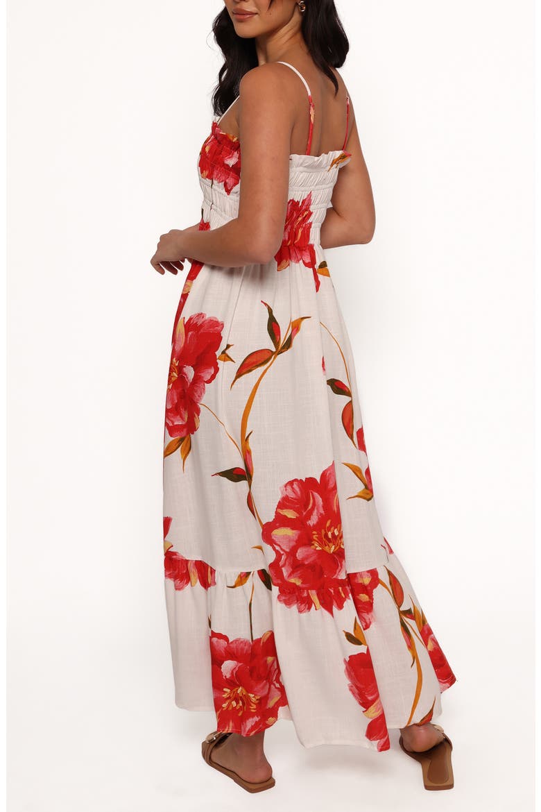 Bridger Floral Print Smocked Tiered Maxi Dress, Alternate, color, SCARLET ROSE