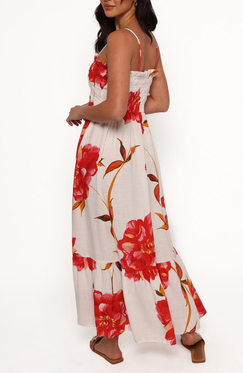 Petal & Pup Bridger Floral Print Smocked Tiered Maxi Dress, Alternate, color, Scarlet Rose