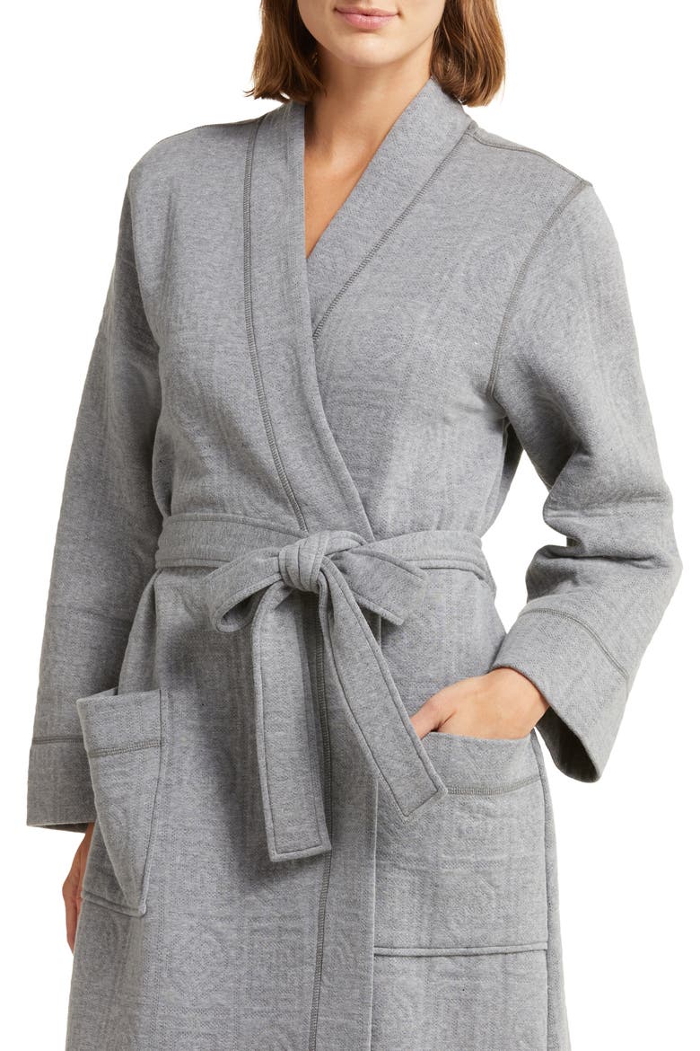 Infinity Quilted Jacquard Robe, Alternate, color, HEATHER GREY