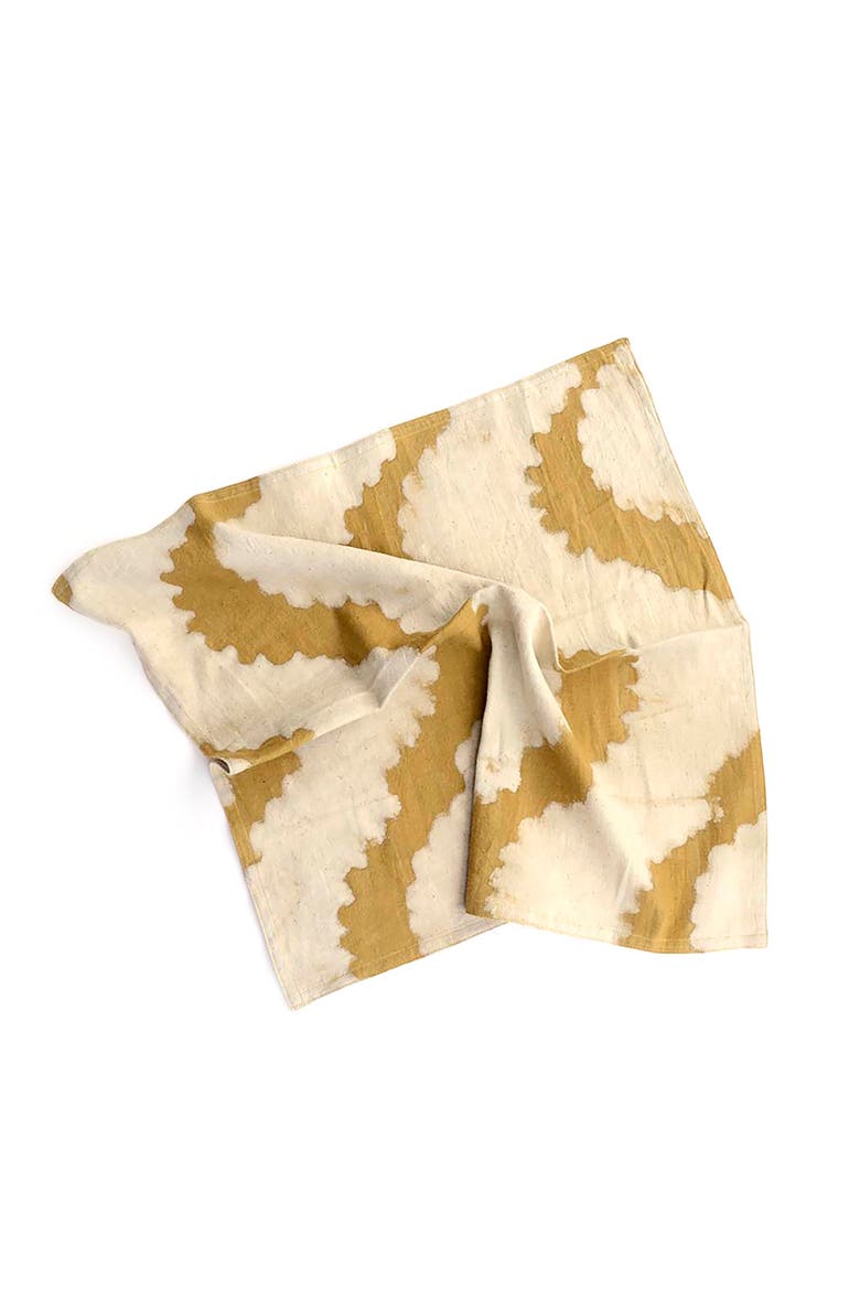 Dabu Block Print Napkins - Golden Rays Organic Cotton Set of 4, Alternate, color, Gold