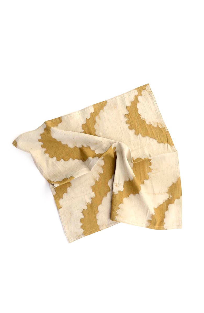 Ichcha Dabu Block Print Napkins - Golden Rays Organic Cotton Set of 4, Alternate, color, Gold