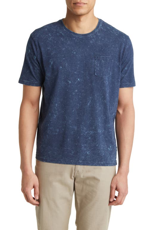 Stone Rose Acid Wash Pocket T-Shirt in Navy