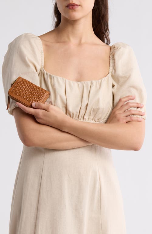 Hobo Small Nila Woven Leather Zip Around Wallet In Wheat
