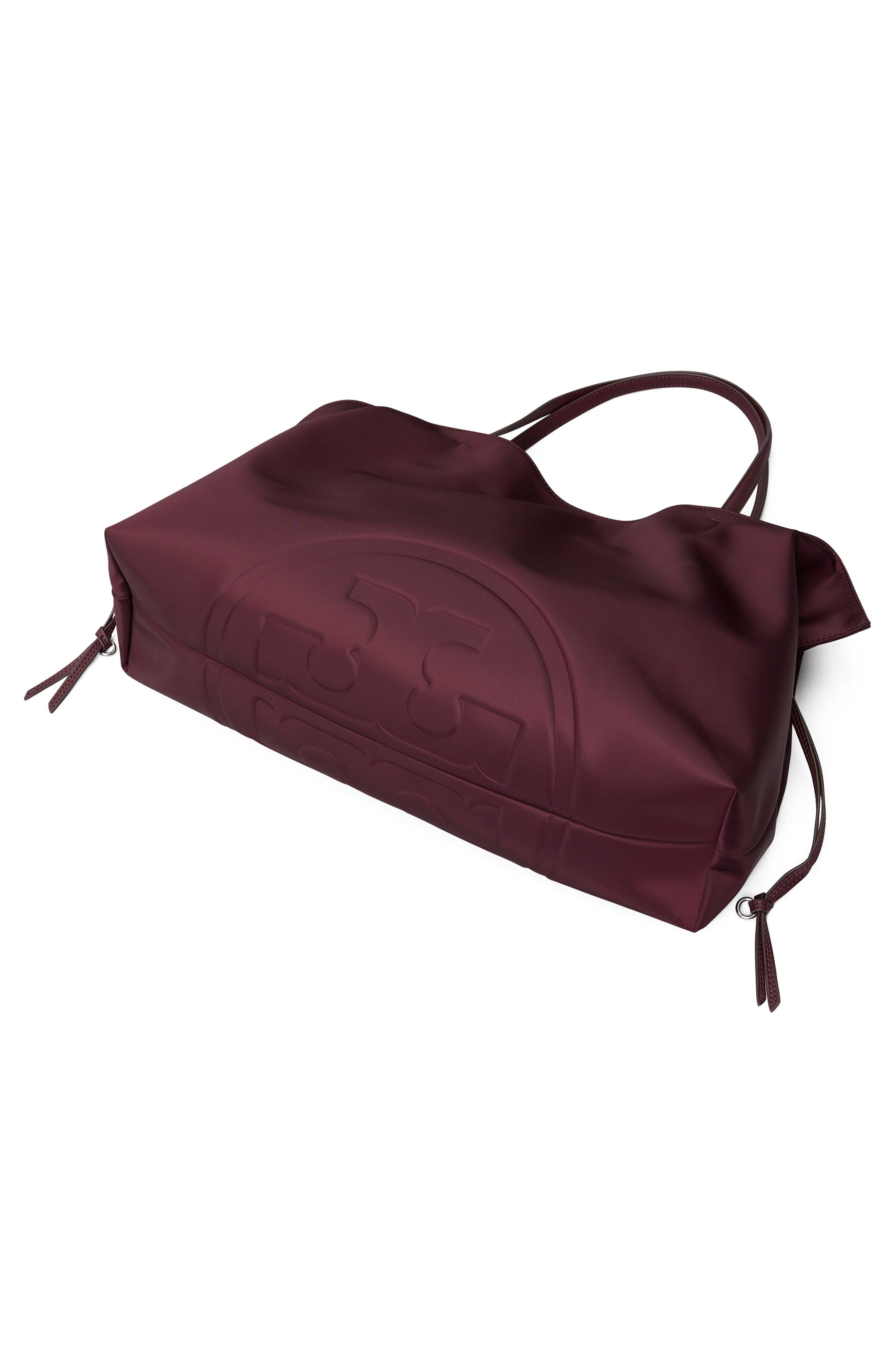 Ella Nylon Drawstring Tote, Alternate, color, DARK CARMINE