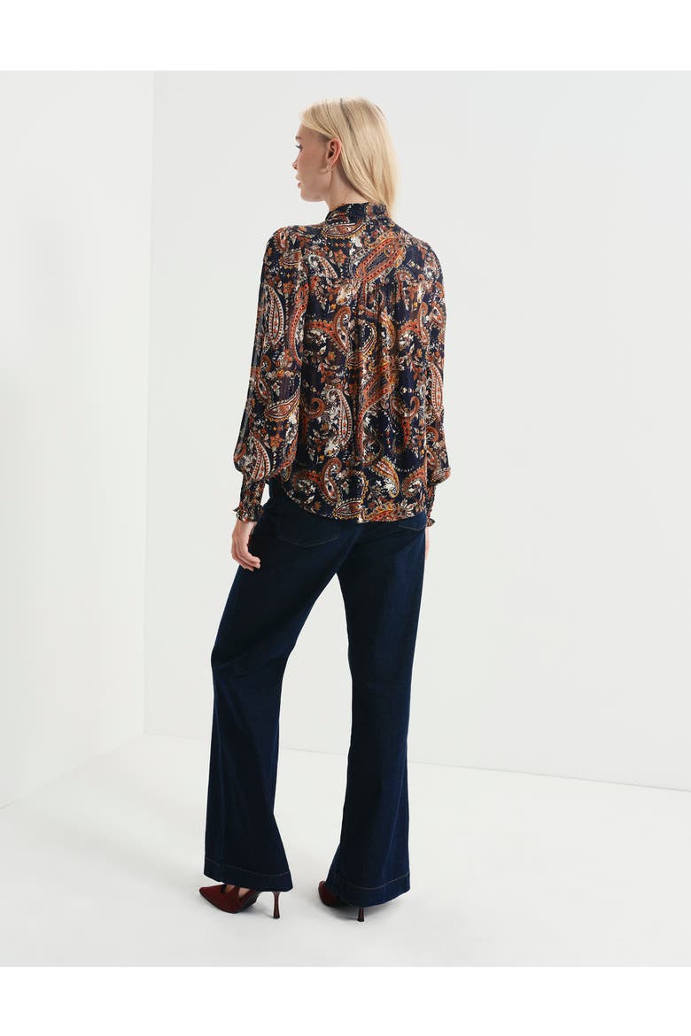 Mavis Printed Chiffon Blouse, Alternate, color, Navy Paisley