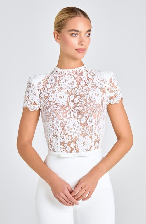 Nadine Merabi Harriet Flare Leg Lace & Crepe Jumpsuit
