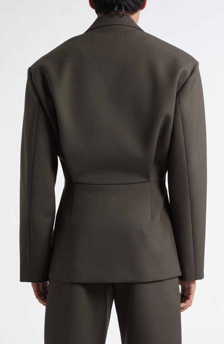 Jacquemus La Veste Gardian Peplum Sport Coat, Alternate, color, Dark Khaki