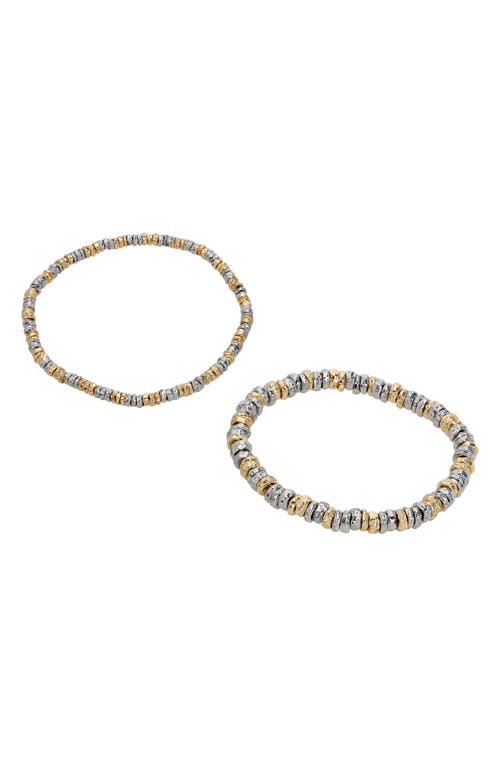 Shop Allsaints Beaded Stretch Bracelet Set In Two Tone