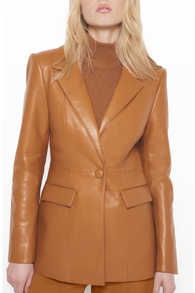Finn Recycled Leather Blazer, Main, color, Vintage Luggage