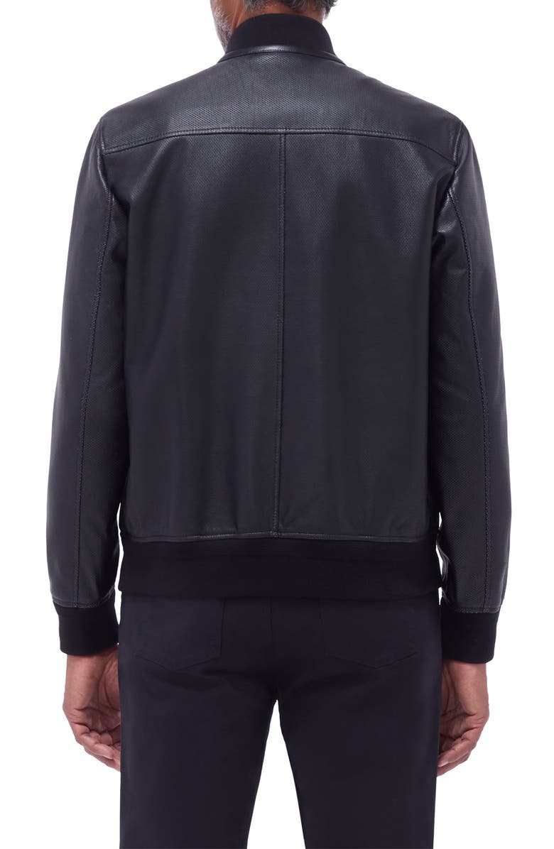Bugatchi Leather Bomber Jacket, Alternate, color, 