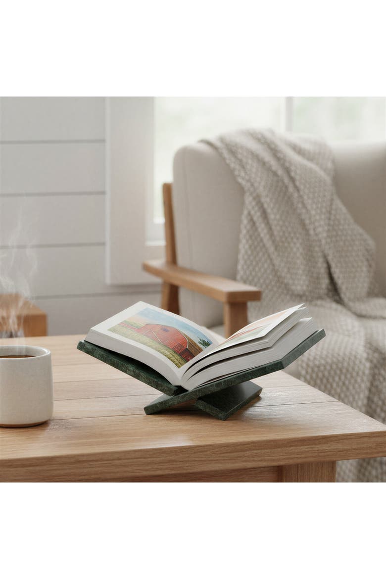 Decorative Marble Book Holder, Sage Green, Alternate, color, Green
