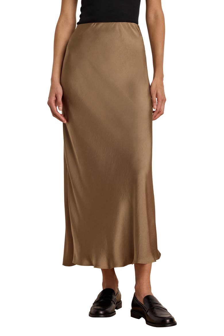 Day Gloss Midi Slip Skirt, Main, color, HAZELNUT