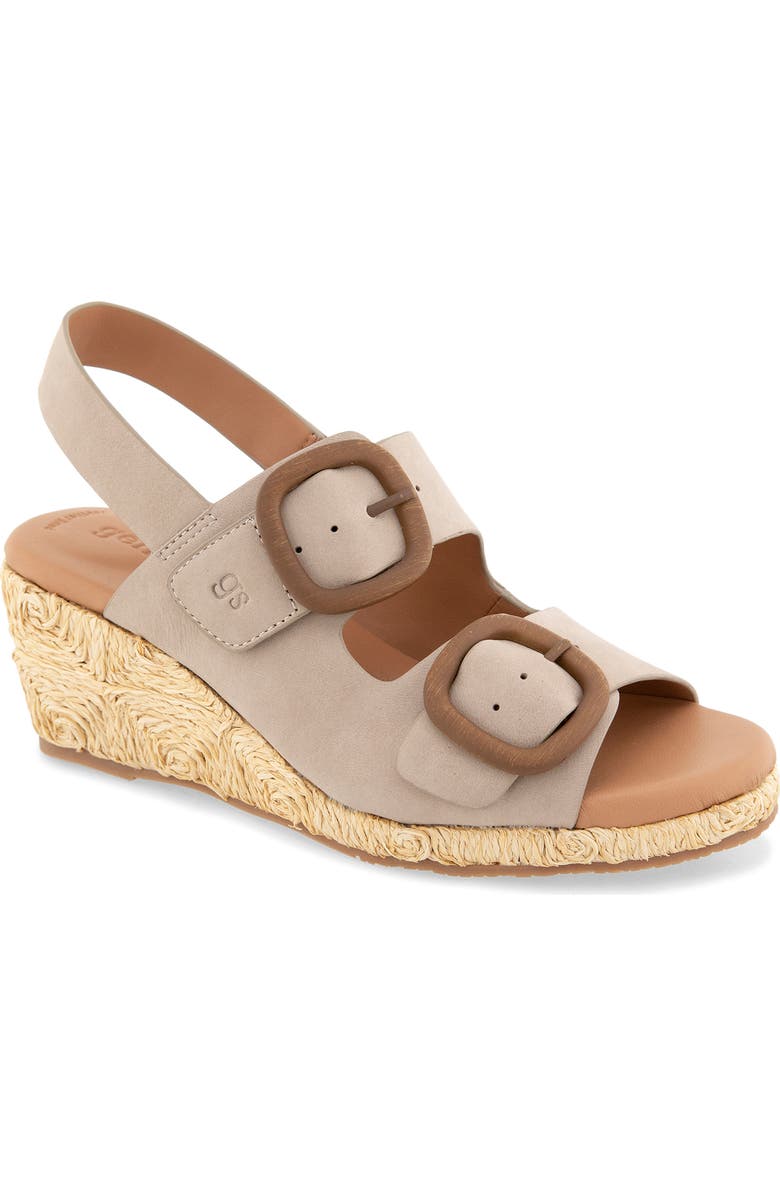 Gentle Souls Greca Raffia Slingback Platform Wedge Sandal, Main, color, Mushroom Nubuck