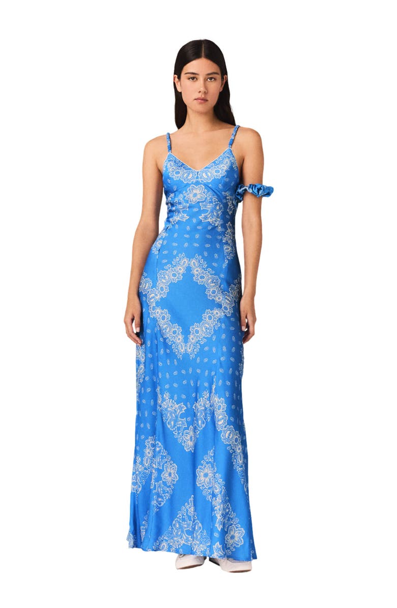 maje Patterned Maxi Dress, Main, color, Sky Blue Bandana Print