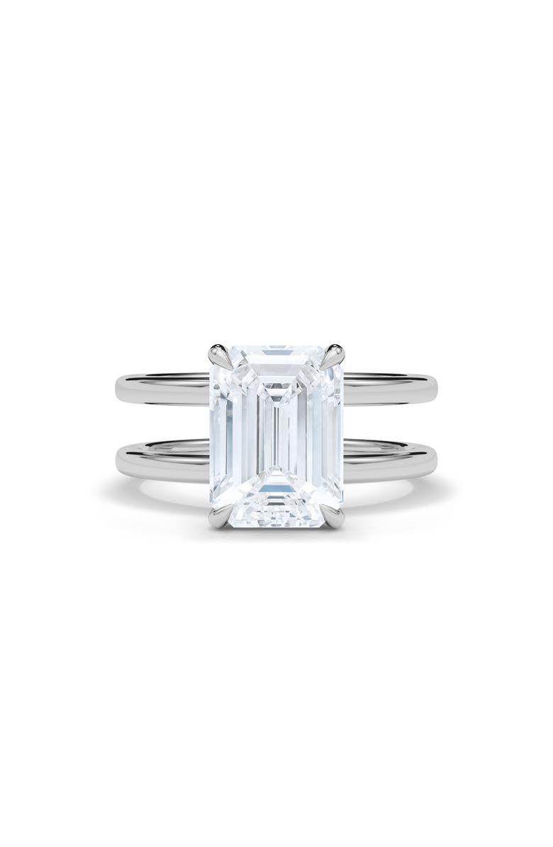 HauteCarat Emerald Cut Double Band Lab Created Diamond Ring, Alternate, color, 2.00Ctw 18K White Gold